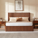 Wave Pattern Headboard Platform Bed Frame