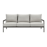 Avila - Outdoor Sofa With Woven Rattan Details Aluminum Frame And Cushions - Dark Bronze / Silver Ash