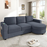 Modern L-Shaped Sectional Sofa With Curved Chaise, USB Ports, And Side Storage Pockets
