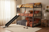 Twin Size House Loft Bed With Slide And Ladder - Black