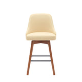 Sicily - Swivel Walnut Wood Faux Leather Stool