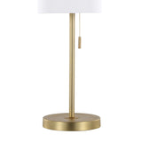 Bounty - Metal Buffet Lamp with Usb (Set of 2) - Gold Metal, White Linen
