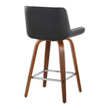 Santi - 25" Fixed-Height Counter Stool With Swivel - Walnut Wood (Set of 2)