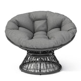 Ergonomic Wicker Chair With Cloud Thick Density Cushion, 3 Proof Cover High Capacity Iron Frame Fluid 360° Swivel