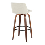 Toriano - 30" Faux Leather Fixed-Height Barstool (Set of 2) - Walnut & Chrome Base