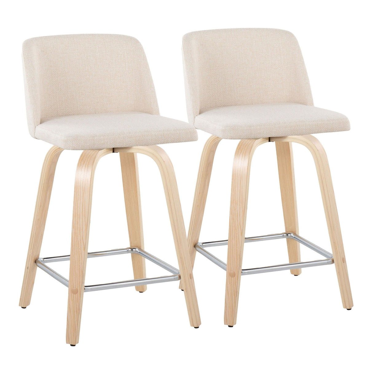 Toriano - 24" Fixed-Height Counter Stool (Set of 2) - Cream Noise And Natural