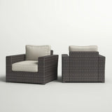 Outdoor Armchairs With Cushions (Set of 2) - Espresso / Gray