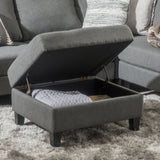 Storage Ottoman With Birch Wood Legs And Cushioned Top For Comfort