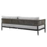 Felicia - 4 Piece Outdoor Aluminum & Rope Conversation Set With Fabric Cushions - Light Gray / Black