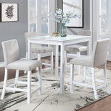 5 Piece Counter Height Table Set, Square Table And 4 Upholstered Chairs