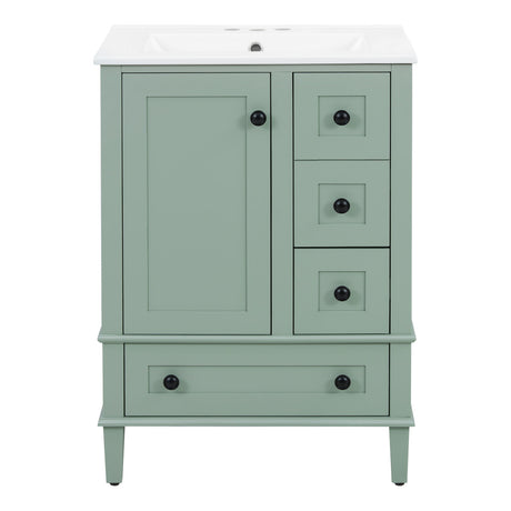 Bathroom Vanity With Integrated Basin, Soft Close Drawers, Door Mounted Double Layer Shelf