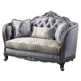 Ariadne - Loveseat With 3 Pillows - Fabric & Platinum