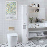 Slim Tall Bathroom Storage Cabinet With Adjustable Shelves, 2 Doors Freestanding Cabinet - White