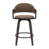 Daxton - Swivel Counter Height Round Back Wood Bar Stool With Faux Leather Seat
