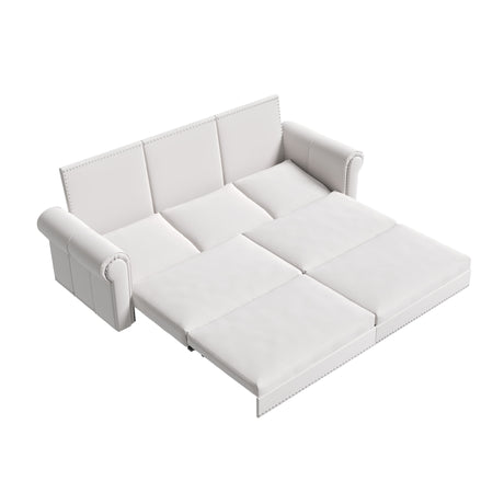 Pull Out Sofa Bed 3 In 1 Velvet Convertible Sleeper Sofa With Nailhead Trim & Rolled Arm, Multi Functional