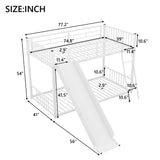 Metal Bunk Bed With Slide, Durable Steel Frame