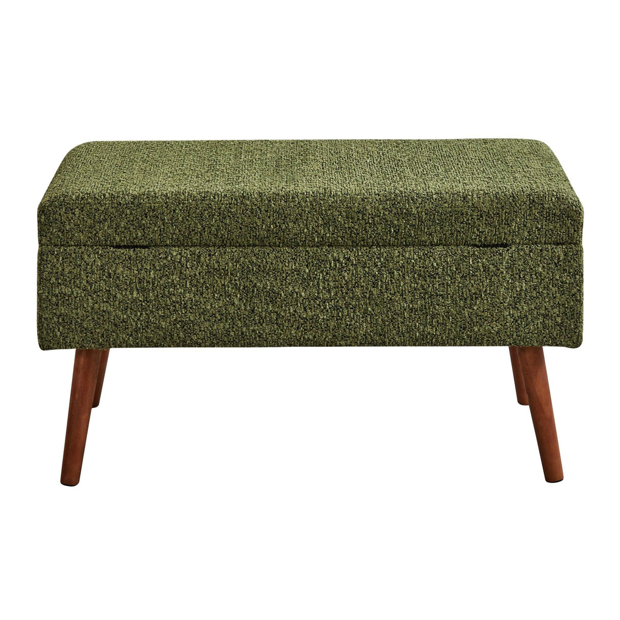 Storage - Bench - Brown Wood, Dark Green Fabric