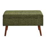 Storage - Bench - Brown Wood, Dark Green Fabric