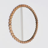Decorative Round Hanging Wall Mirror With Bead Design Frame - Natural