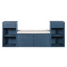 Entryway Storage Bench With Cushion, Drawers & Open Shelves