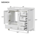 Bathroom Vanity With Ceramic Sink Combo, Abundant Storage Cabinet 2 Soft Close Doors And 5 Drawers