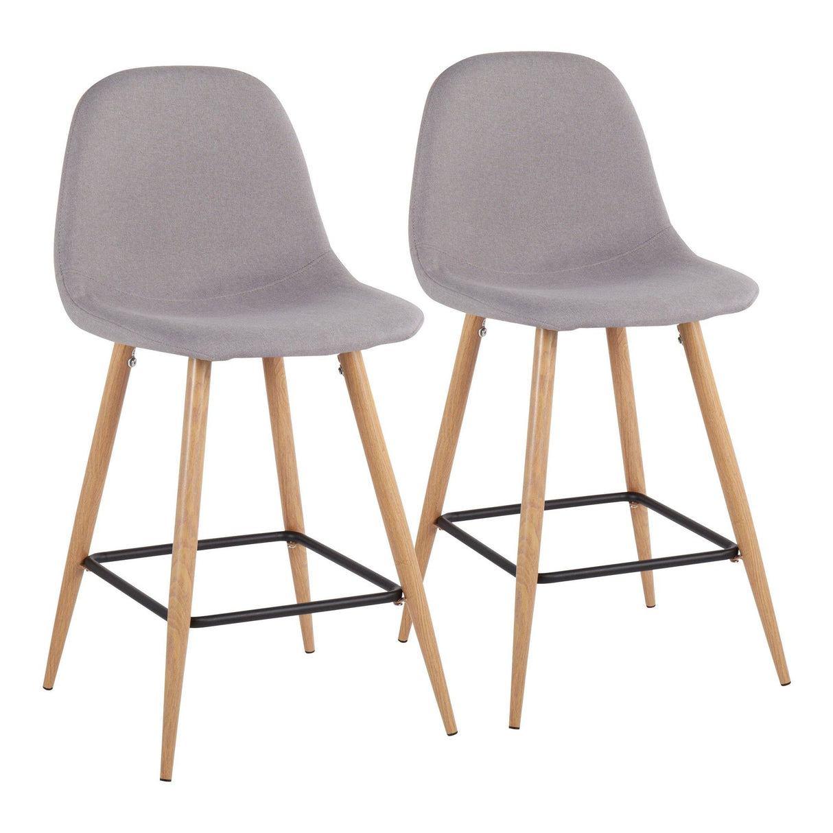 Pebble - Mid-Century Modern Counter Stool With Light Gray Seat (Set of 2)