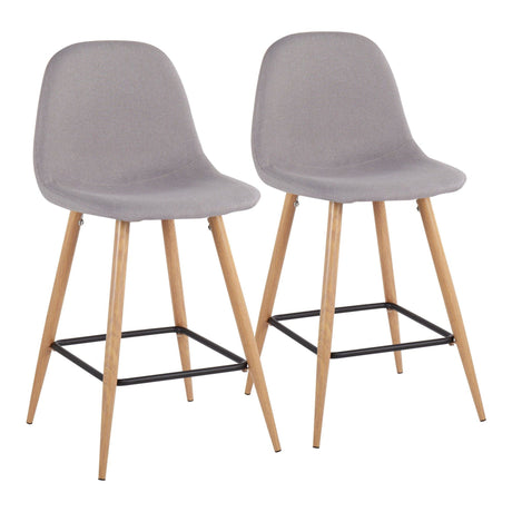 Pebble - Mid-Century Modern Counter Stool With Light Gray Seat (Set of 2)