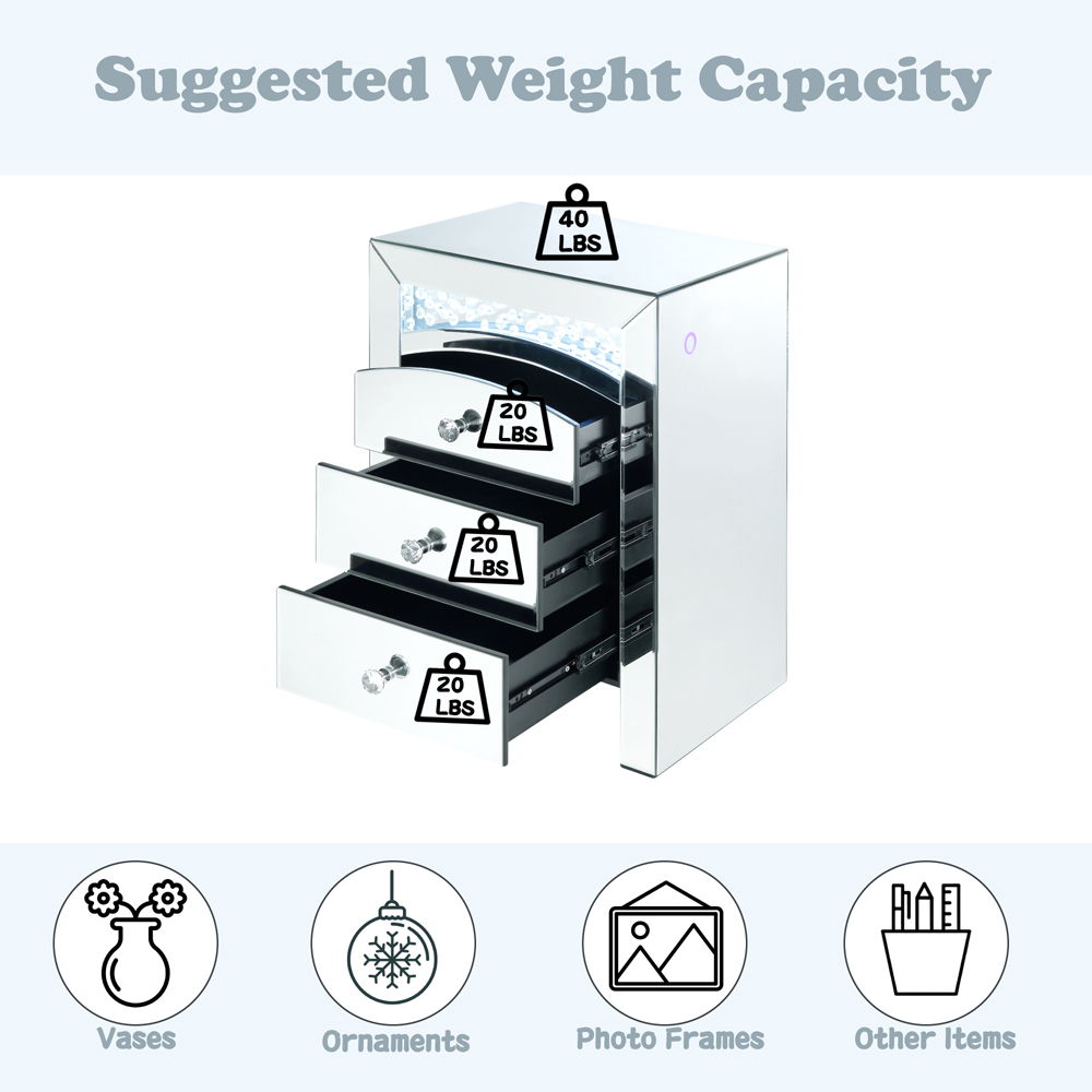 Nysa - Accent Table With LED - Mirrored & Faux Crystals
