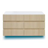 Fluted 6 Drawers Dresser, Double Dresser Chest Of Drawers, Modern Chest Of Drawers With LED, Drawer Organizer For Bedroom, Living Room, Hallway - Natural
