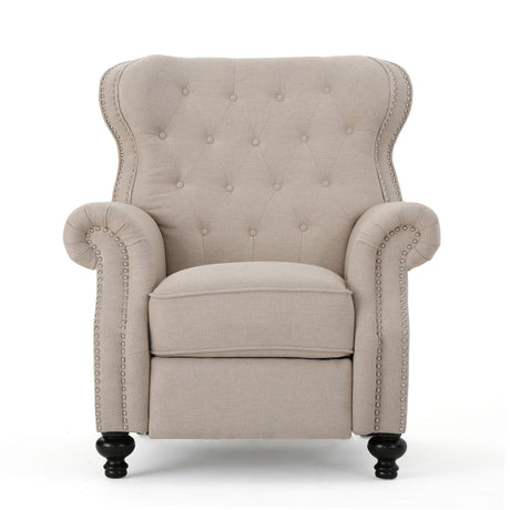 Contemporary Style Push Back Recliner With Button Tufted Stitching And Nailhead Trim