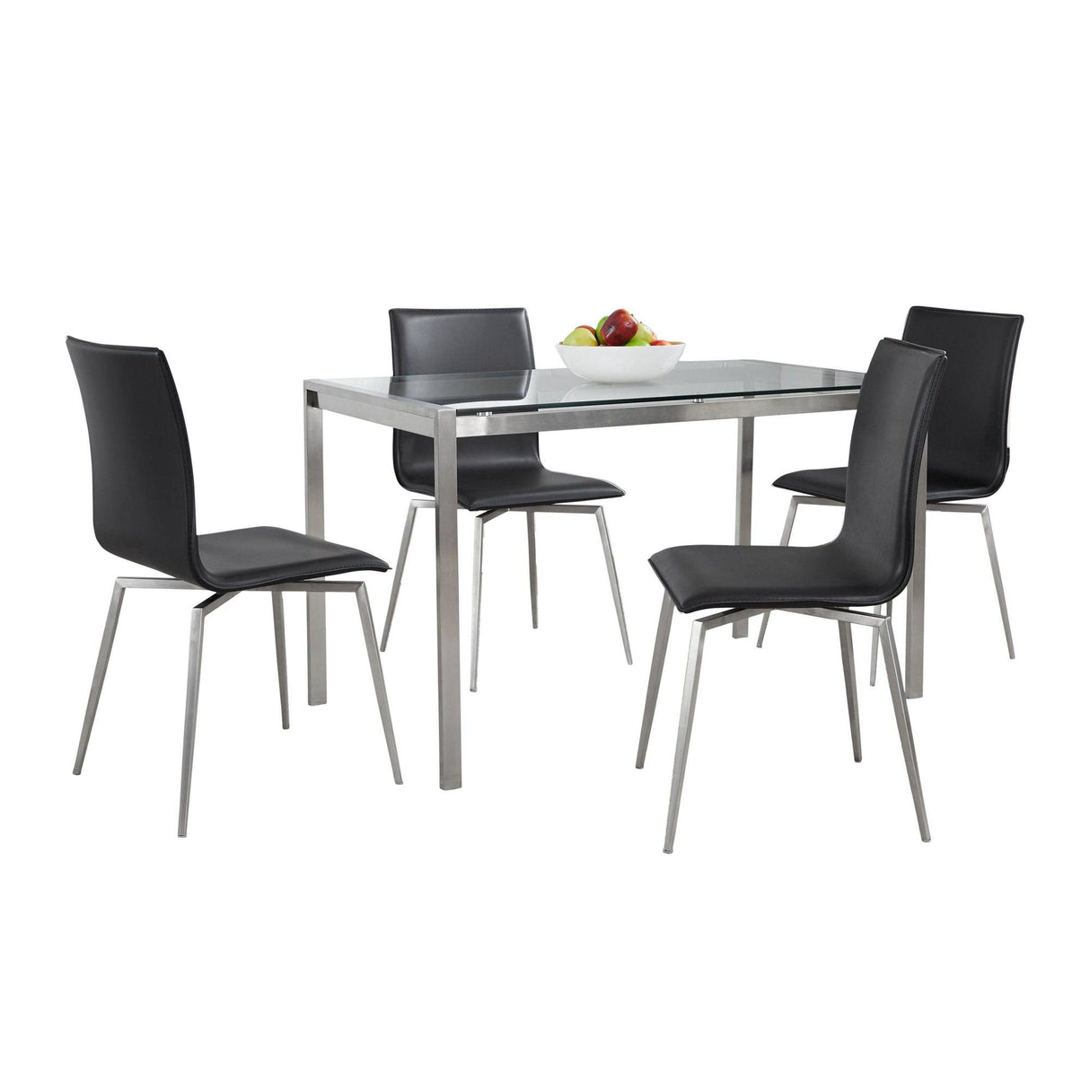 Fuji - Mason Upholstered Swivel Dining Set - Stainless Steel