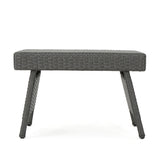 Outdoor Wicker Table With Rectangular Tabletop - Gray