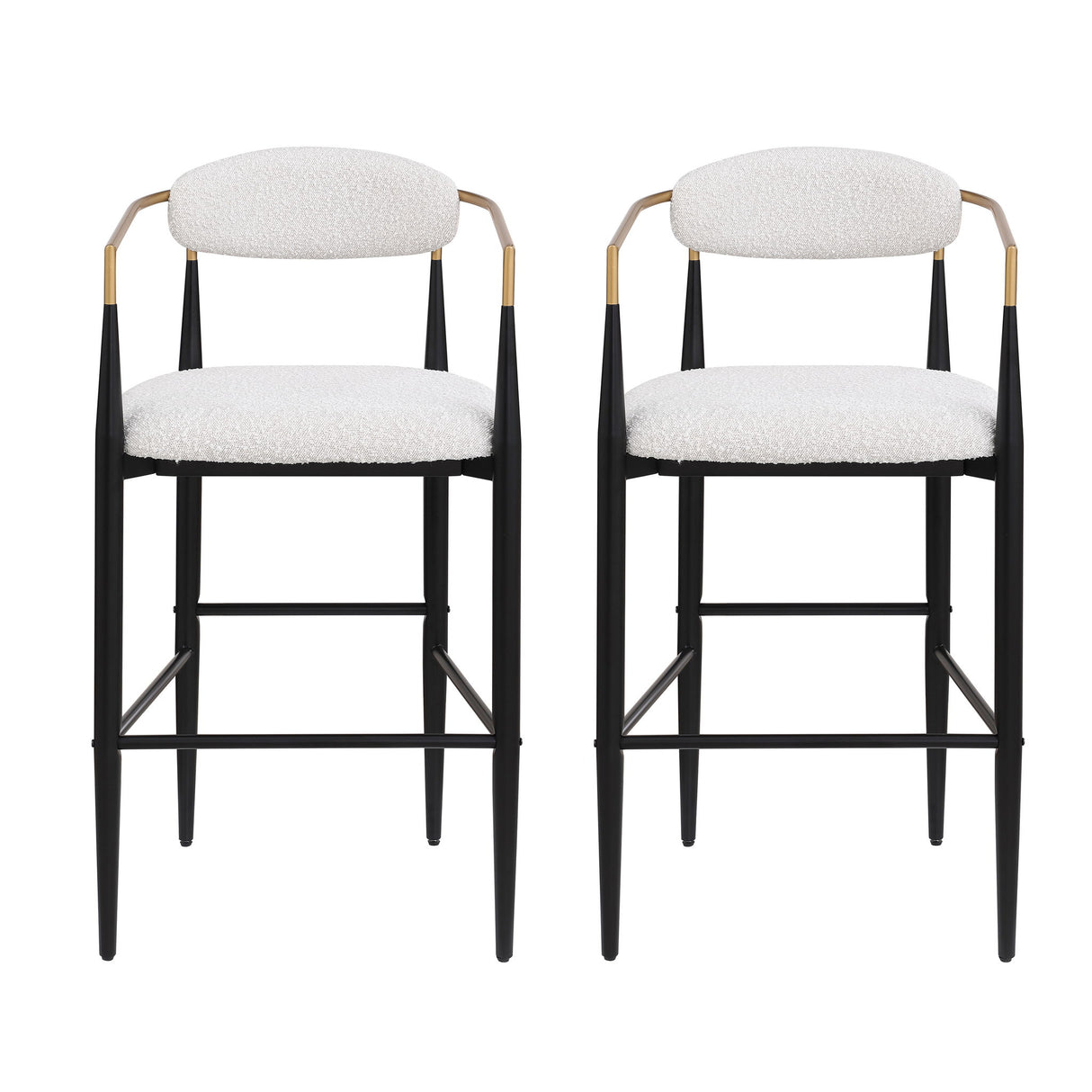Upholstered Bar Stools With Backs For Kitchen Island (Set of 2) - Beige