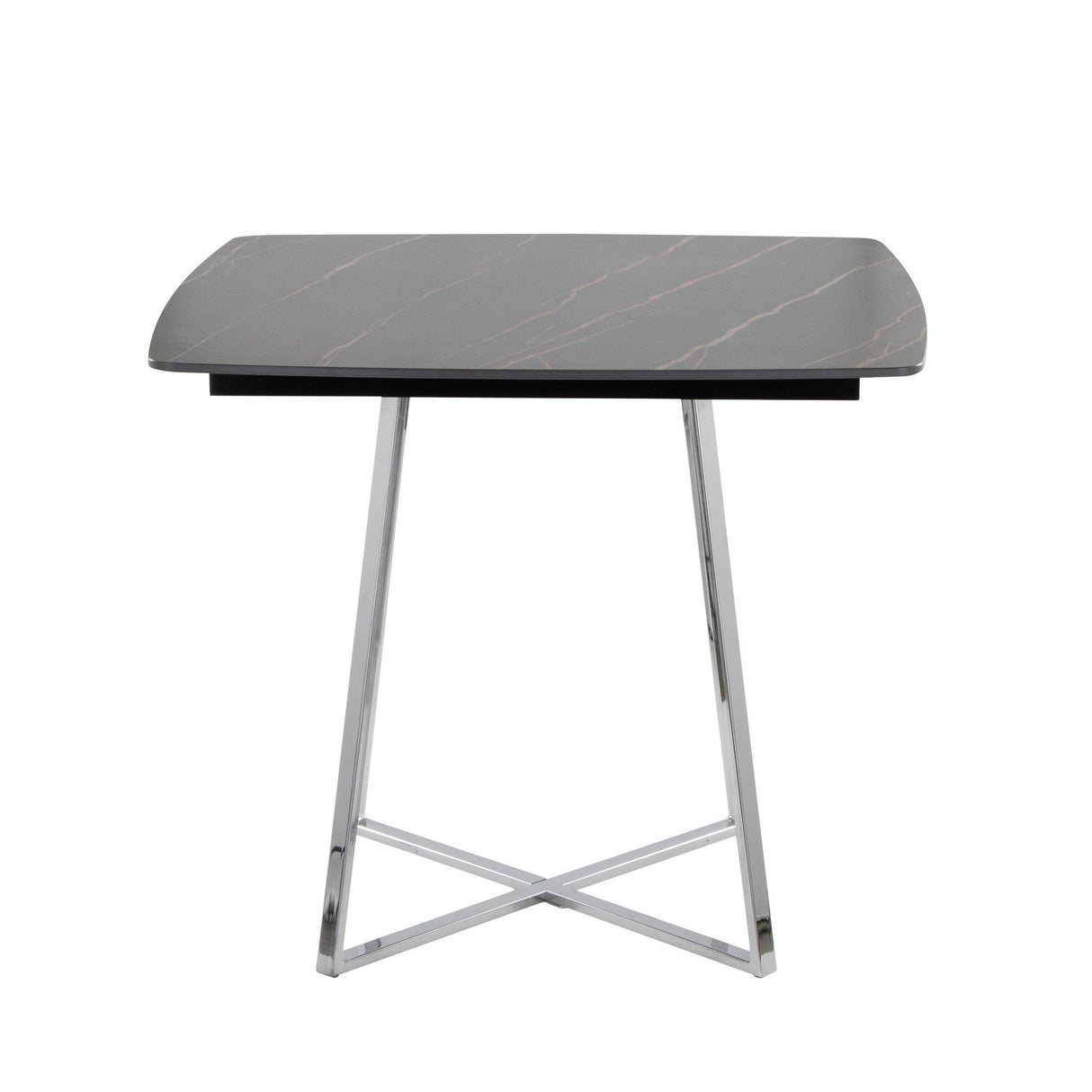Folia - Dinette Table - Chrome Metal, Black Textured Marble, Black Wood