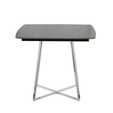 Folia - Dinette Table - Chrome Metal, Black Textured Marble, Black Wood