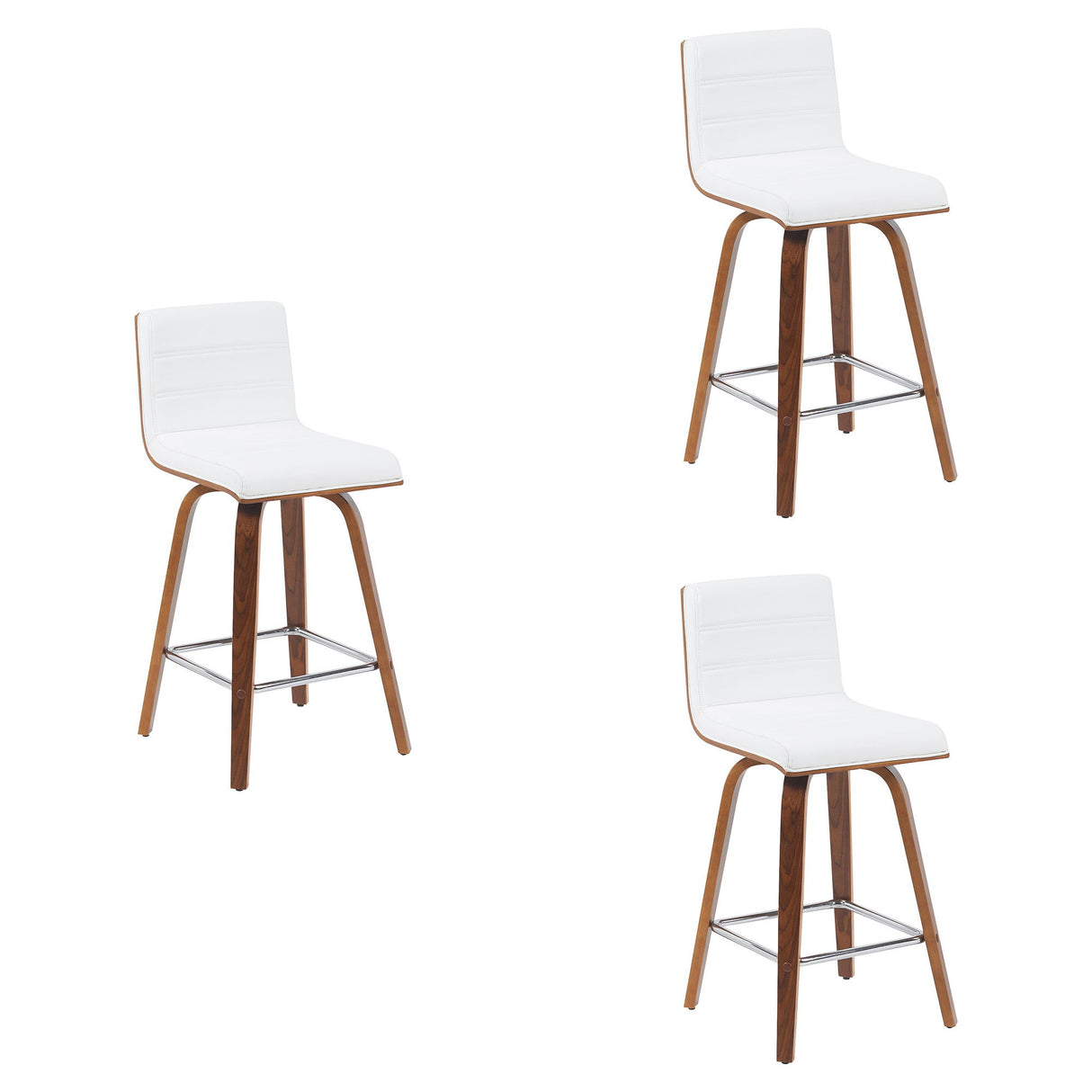 Vienna - Modern Counter Height Swivel Bar Stool - Walnut Finished Wood Frame