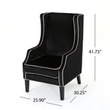 Elegant Velvet Club Chair With Tonal Piping