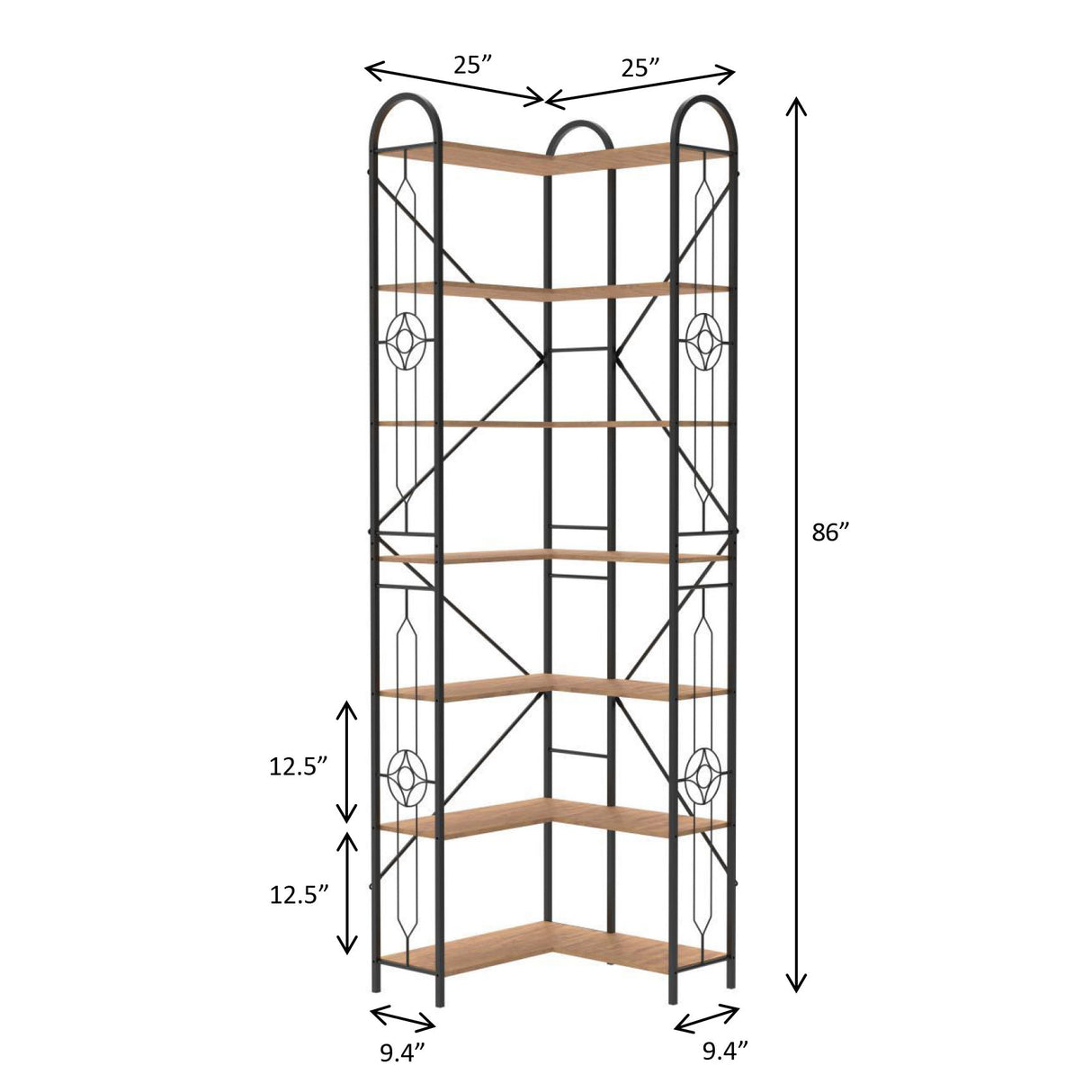 Industrial Style Corner Bookshelf With Thickened Iron Frame