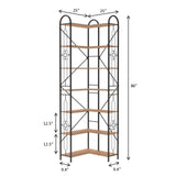 Industrial Style Corner Bookshelf With Thickened Iron Frame