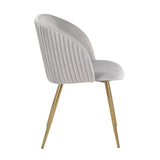 Fran - Pleated Chair (Set of 2) - Gold Metal And Pleated Silver Velvet