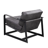 Locnos - Accent Chair - Gray Top Grain Leather & Black