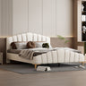 Platform Bed With Thick, Stylish Stripe Decorated Bedboard And Elegant Leg