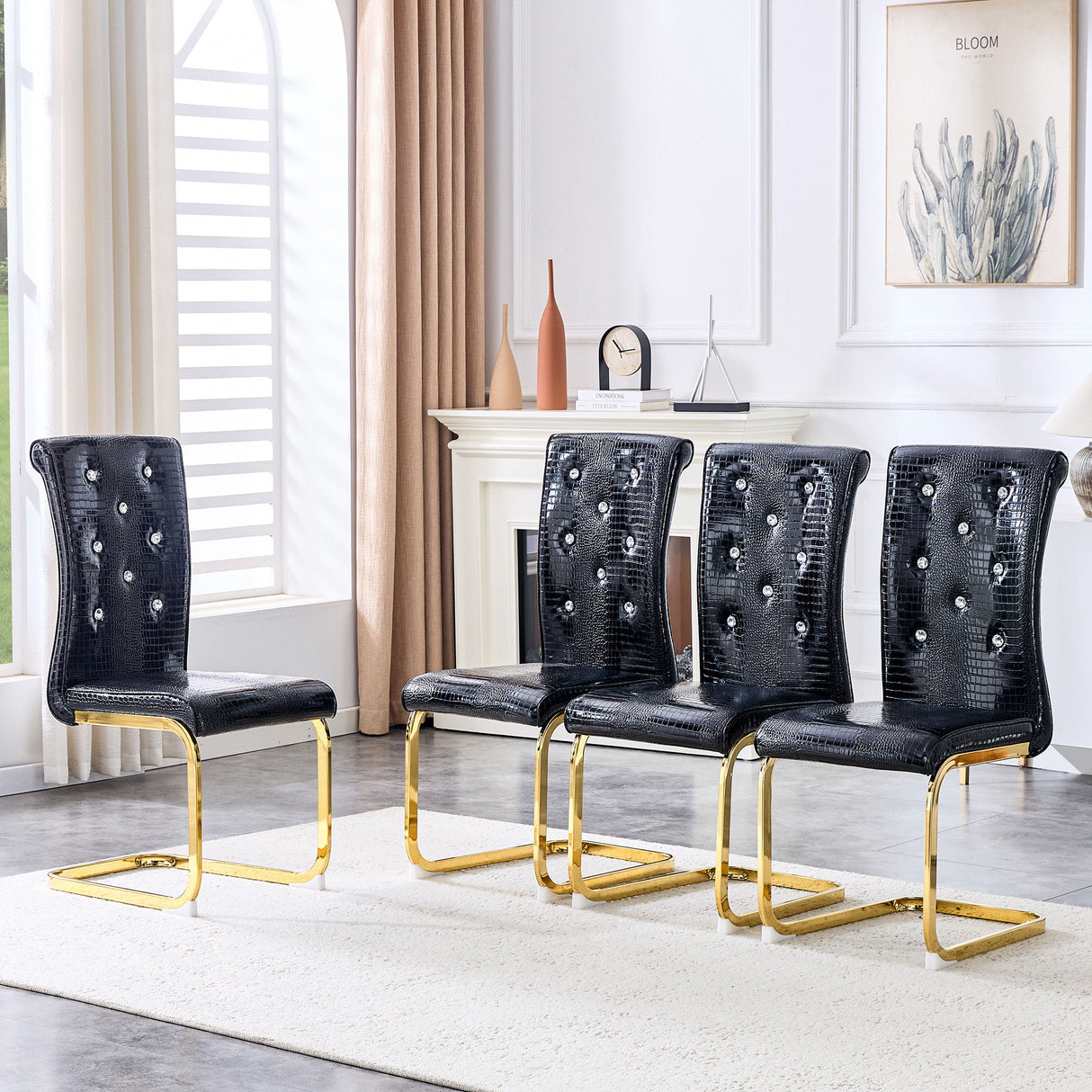Elegant Design Alligator Skin Upholstered Dining Chairs