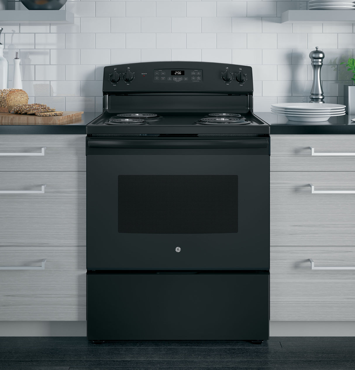 GE JB256DMBB - 30 in. 5 cu. ft. Free-Standing Self-Clean Electric Range with Coil Burners - Black