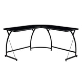 Janison - Writing Desk - Black Glass & Black