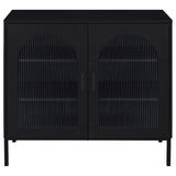 Jess - 2-Door Arched Fluted Glass Accent Cabinet - Black