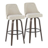 Marcel - 30" Fixed-Height Barstool With Swivel And Round Black Metal Footrest (Set of 2) - Walnut Glazed Wood