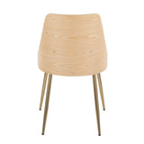 Anabelle - Dining / Accent Chair (Set of 2) - Gold Metal, Natural Wood