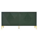 Modern Wood Sideboard Cabinet With Carved Door Panels, Adjustable Shelves, And Sturdy Metal Legs