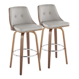 Gianna - 30" Fixed-Height Barstool (Set of 2) - Walnut Wood With Round Footrest